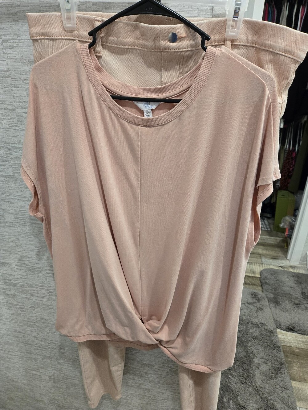 Women’s Blush Pink Twist-Front Top, And Leggings